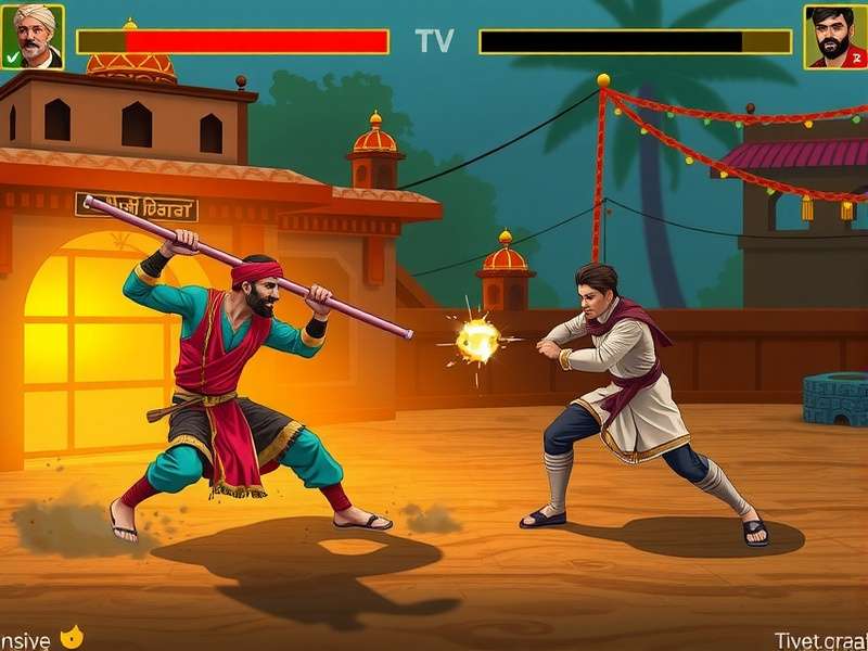 Bhagalpur Brawler gameplay screenshot showing Lathi fighting